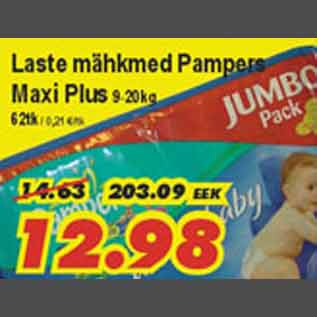 Allahindlus - Laste mähkmed Pampers Maxi Plus