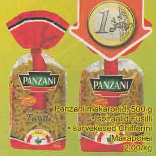 Allahindlus - Panzani makaronid, 500 g • spiraalid Fusilli • sarvekesed Chifferini