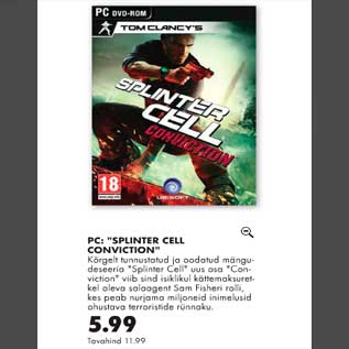 Скидка - PC:"SPLINTER CELL CONVICTION"