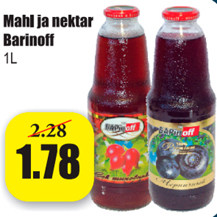 Скидка - Сок и нектар Barinoff 1 л