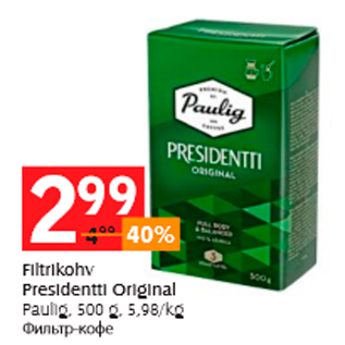 Allahindlus - Filtrikohv Presidentti Original paulig, 500 g