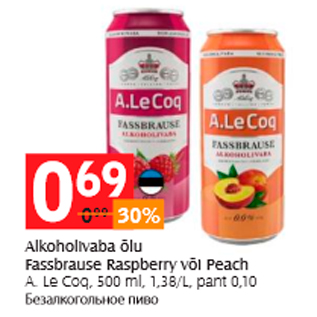 Allahindlus - Alkoholivaba õlu Fassbrause Raspberry või Peach