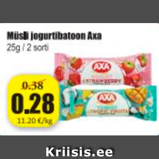 Скидка - Мюсли йогуртовый батончик Axa