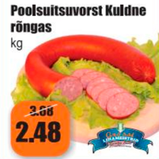 Скидка - Колбаса полукопченая Kuldne кольцо