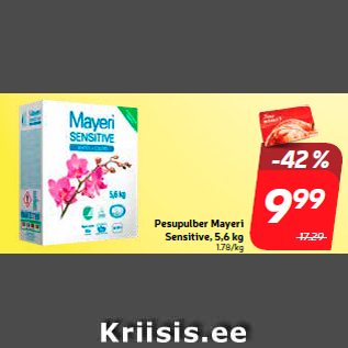 Allahindlus - Pesupulber Mayeri Sensitive, 5,6 kg