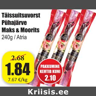 Allahindlus - Täissuitsuvorst Pühajärve Maks & Moorits 240g / Atria