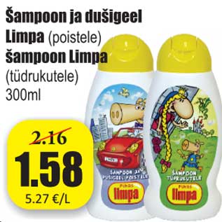 Allahindlus - Šampoon ja dušigeel Limpa