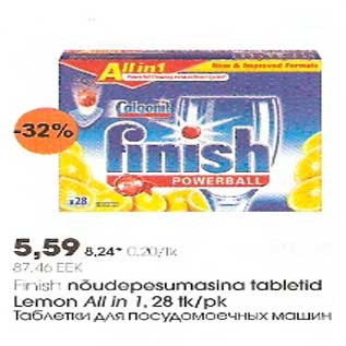 Allahindlus - Finish nõudepesumasina tabletid Lemon All in1