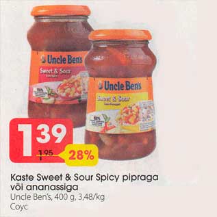 Allahindlus - Kaste Sweet & Sour Spicy pipraga või ananassiga