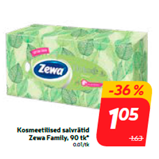 Allahindlus - Kosmeetilised salvrätid Zewa Family, 90 tk*