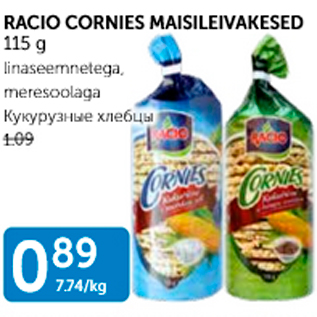 Allahindlus - RACIO CORNIES MAISILEIVAKESED 115 g