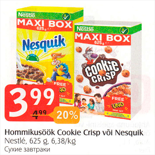 Allahindlus - Hommikusöök Coolie Crisp või Nesquik