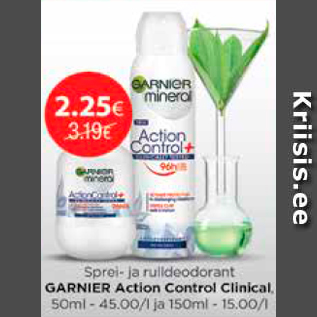 Скидка - Дезодорант-спрей и роликовый дезодорант GARNIER Action Control Clinical