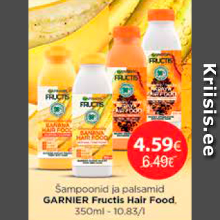 Скидка - Шампуни и бальзам GARNIER Fructis Hair Food, 350 мл