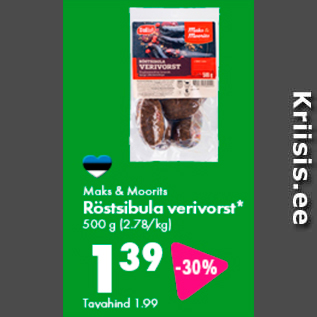 Allahindlus - Maks & Moorits Röstsibula verivorst* 500 g