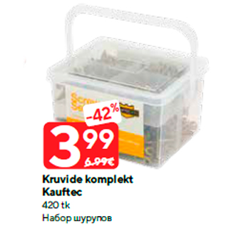 Allahindlus - Kruvide komplekt Kauftec 420 tk