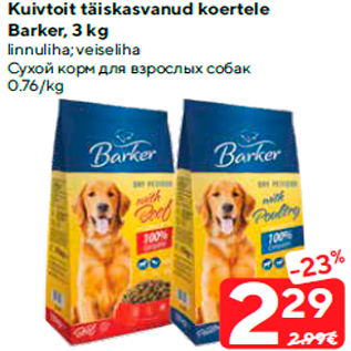 Allahindlus - Kuivtoit täiskasvanud koertele Barker, 3 kg