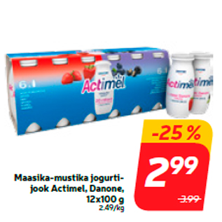 Allahindlus - Maasika-mustika jogurtijook Actimel, Danone, 12x100 g