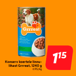 Скидка - Консервы из мяса птицы для собак Grrreat, 1240 г