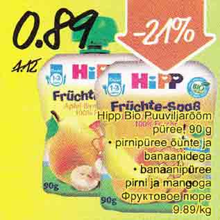 Allahindlus - Hipp Bio Puuviljarõõm püre, 90 g