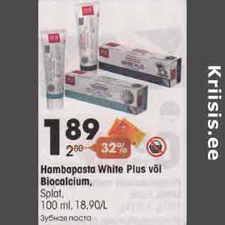 Allahindlus - Hambapasta White Plus või Biocalcium, Splat, 100 ml