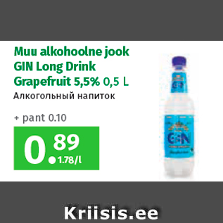 Allahindlus - Muu alkohoolne jook GIN Long Drink Grapefruit