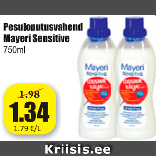 Allahindlus - Pesuloputusvahend Mayeri Sensitive 750 ml