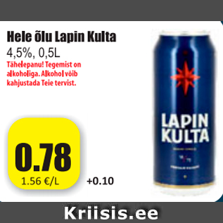 Allahindlus - Hele õlu Lapin Kulta