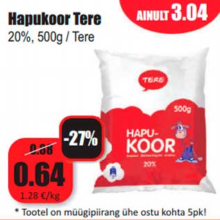 Allahindlus - Hapukoor Tere 20%, 500g / Tere