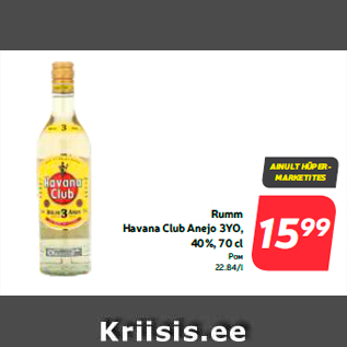 Allahindlus - Rumm Havana Club Anejo 3YO, 40%, 70 cl