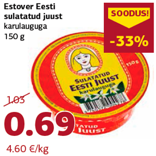 Allahindlus - Estover Eesti sulatatud juust