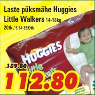 Allahindlus - Laste püksmähe Huggies Little Walkers