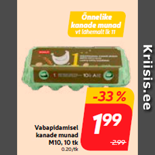 Allahindlus - Vabapidamisel kanade munad M10, 10 tk