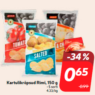 Скидка - Картофельные чипсы Rimi, 150 г