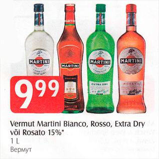 Allahindlus - Vermut Martini Bianco, Rosso, Extra Dry või Rosato