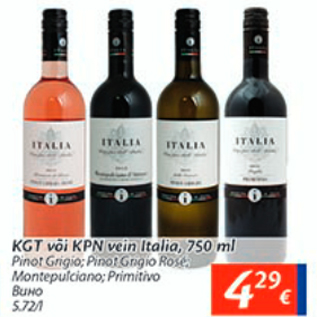 Allahindlus - KGT või KPN vein Ilalia, 750 ml