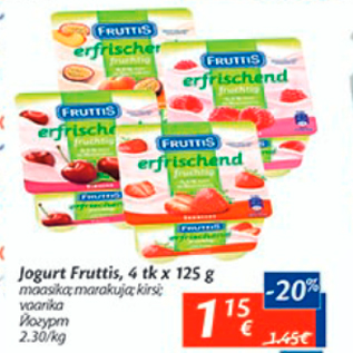 Allahindlus - Jogurt Fruttis, 4 tk x 125 g