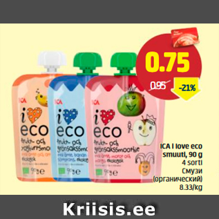 Allahindlus - ICA love eco smuuti, 90 g