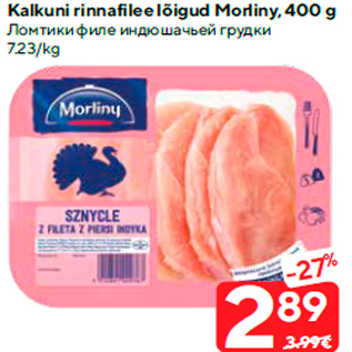 Allahindlus - Kalkuni rinnafilee lõigud Morliny, 400 g