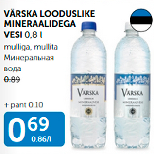 Allahindlus - VÄRSKA LOODUSLIKE MINERAALIDEGA VESI 0,8 L