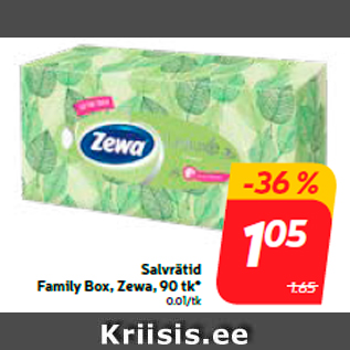 Allahindlus - Salvrätid Family Box, Zewa, 90 tk*