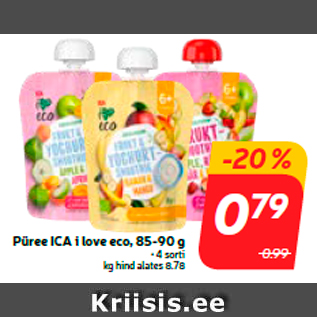 Allahindlus - Püree ICA i love eco, 85-90 g