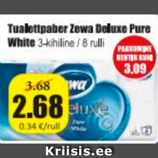 Скидка - Туалетная бумага Zewa Deluxe Pure White