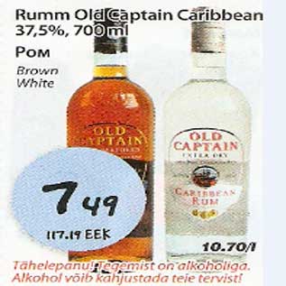 Allahindlus - Rumm Old Captain Caribbean