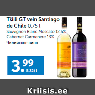 Allahindlus - Tšiili GT vein Santiago de Chile 0,75 l