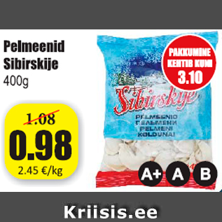 Allahindlus - Pelmeenid Sibirskije 400 g