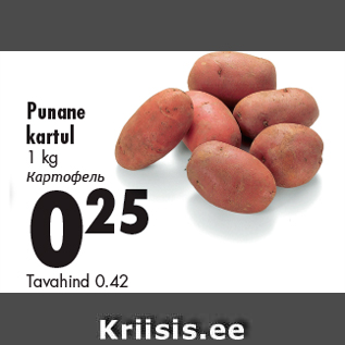 Allahindlus - Punane kartul 1 kg