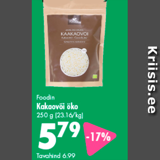 Allahindlus - Foodin Kakaovõi öko 250 g