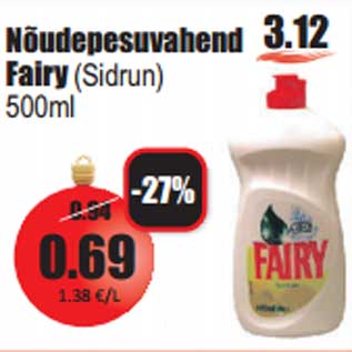 Allahindlus - Nõudepesuvahend Fairy (Sidrun) 500ml