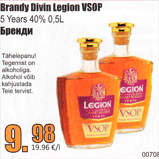 Allahindlus - Brandy Divin Legion VSOP